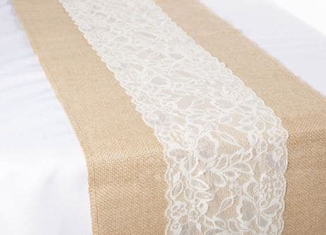Burlap Hessian with Lace Table Runner