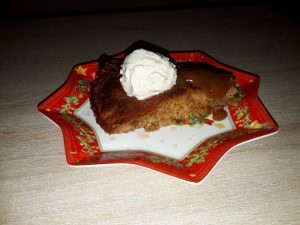 Hotcakes Menu - Holiday Hot Cake (Nigella Lawson's Recipe), Hotcake with Muscovado Sugar and Vanilla Ice Cream.
