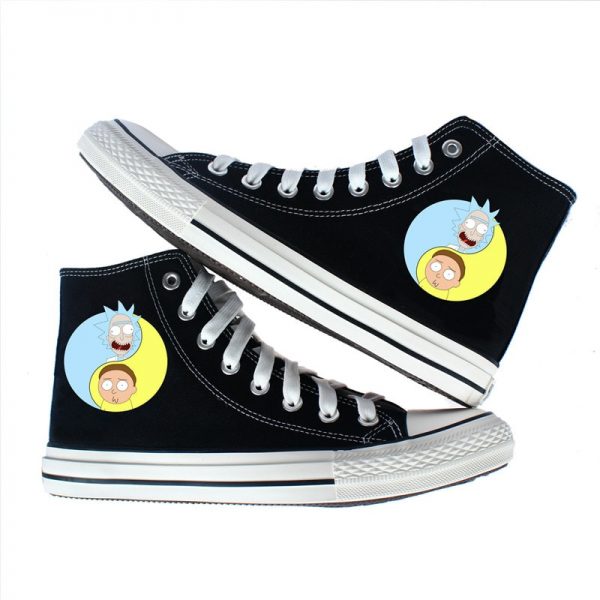 Blue & Yellow Rick And Morty Converse Shoes