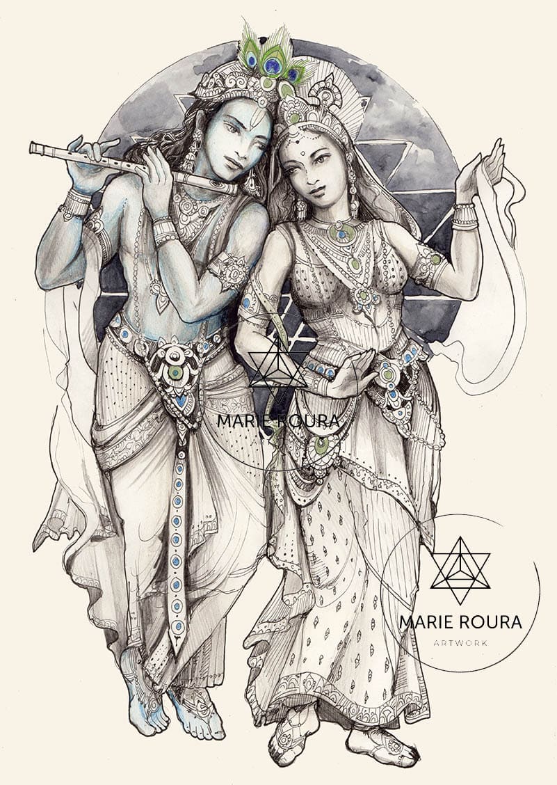 illustration radha krishna
