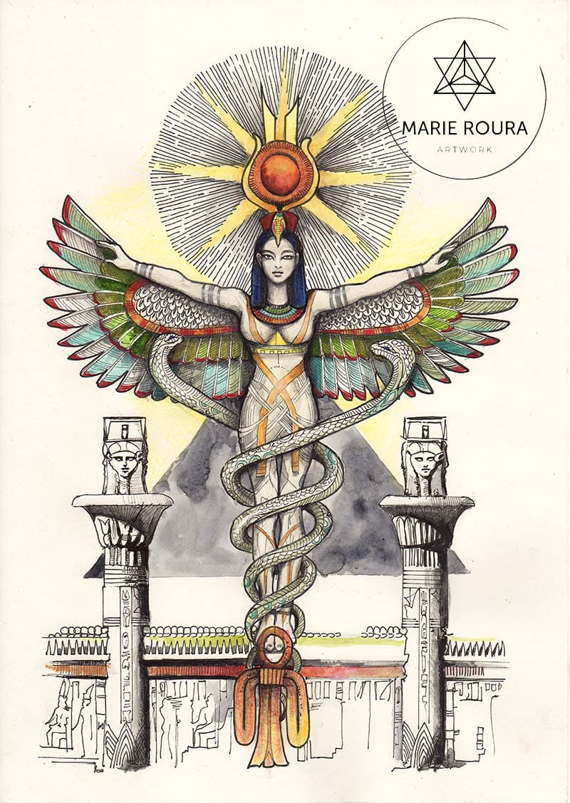 Un dessin de isis déesse égyptienne