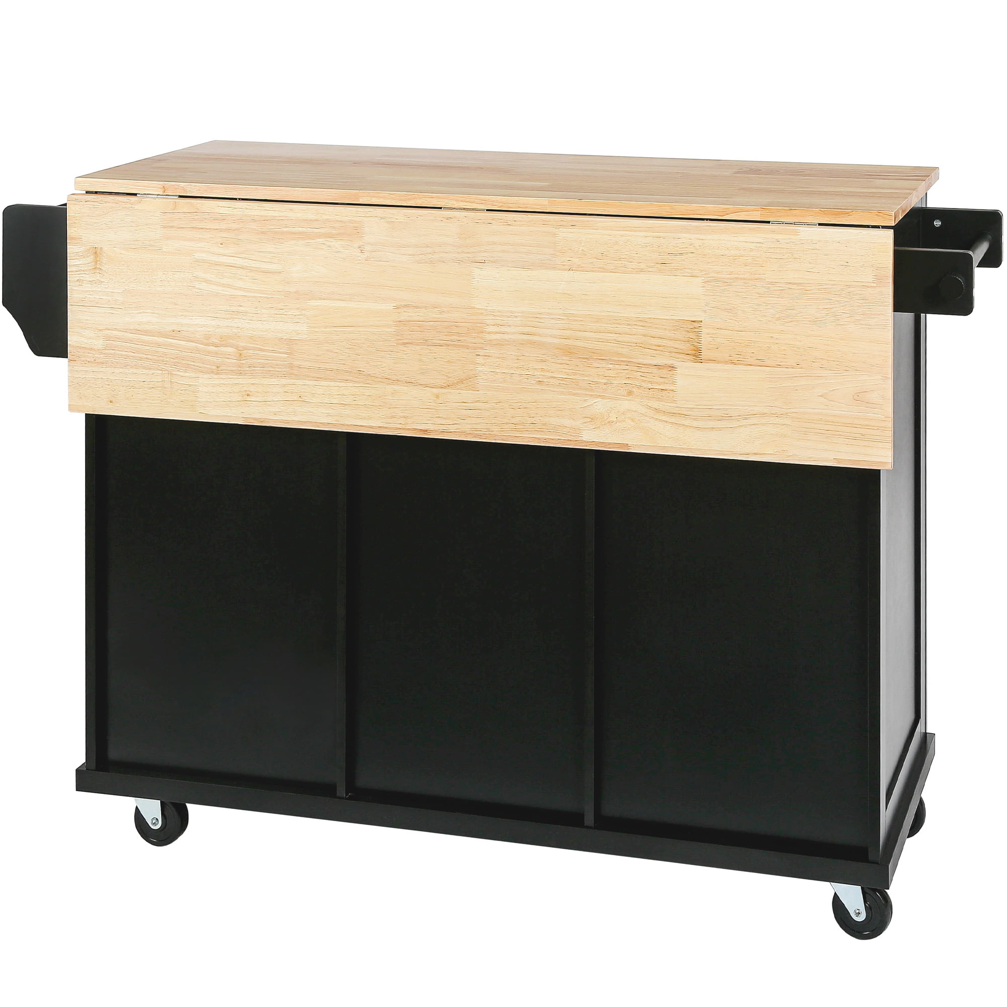 Kitchen Island on 5 Wheels with Storage Cabinet and 3 Drawers - WF298028AAB