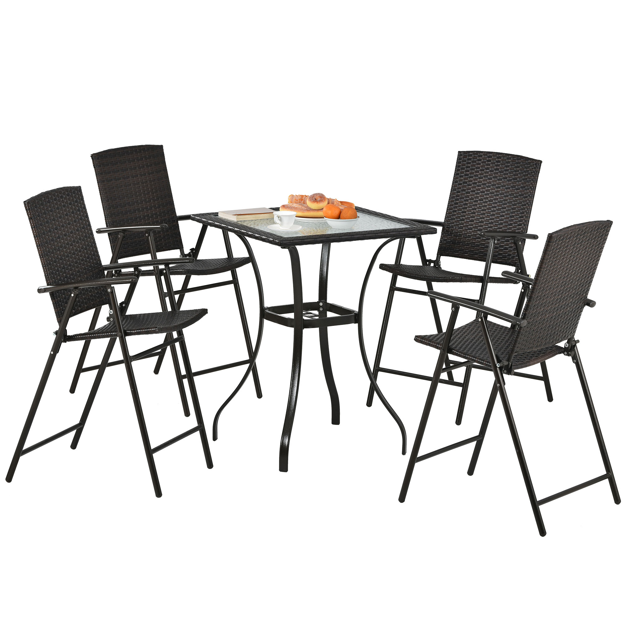 5-Pieces Rattan Counter Height Dining Table Set - SH000205AAD