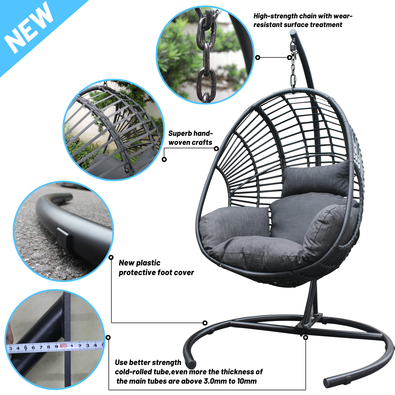 High Quality Outdoor Indoor Wicker Swing Egg Chair W400S00007