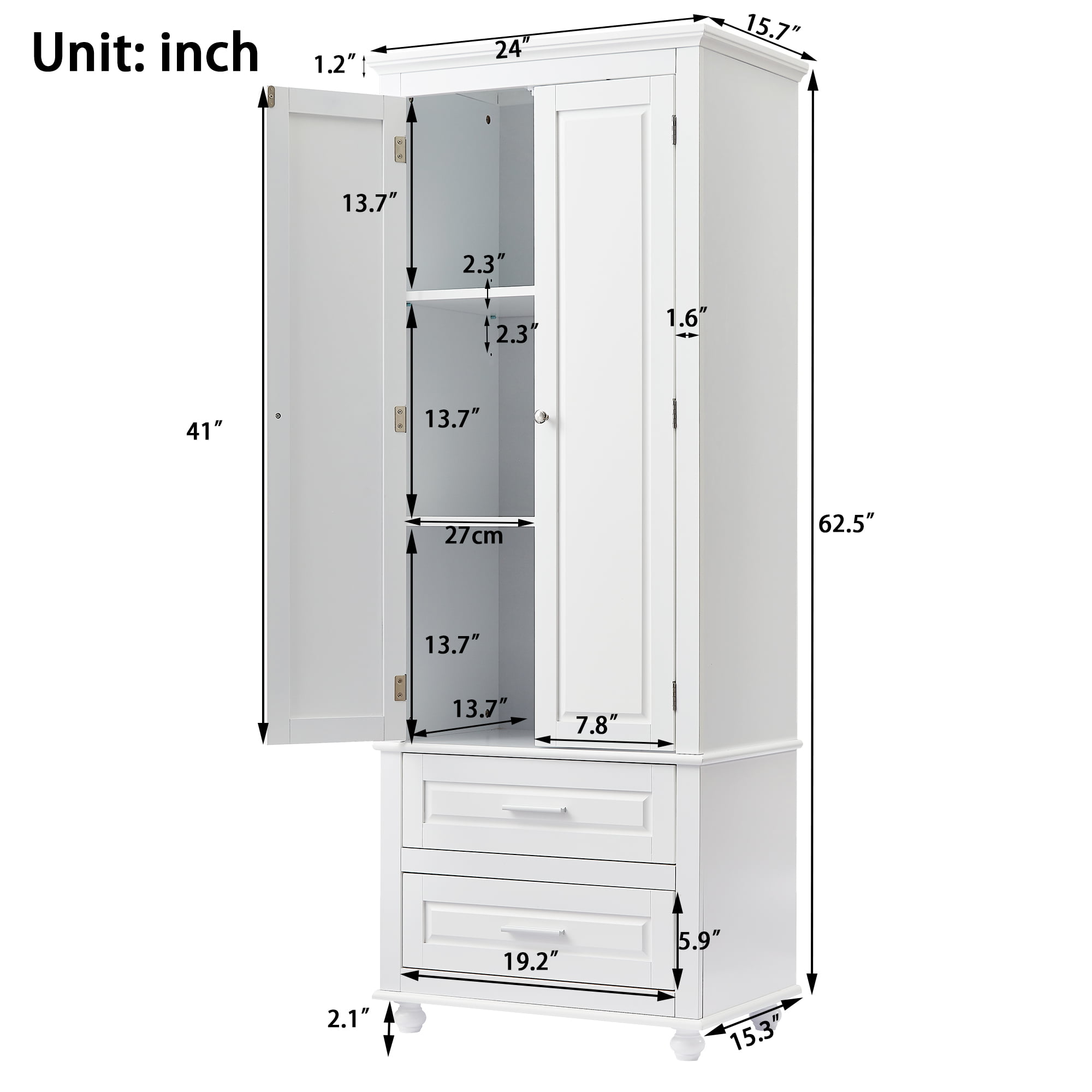 Tall Storage Cabinet With Two Drawers - WF299284AAK