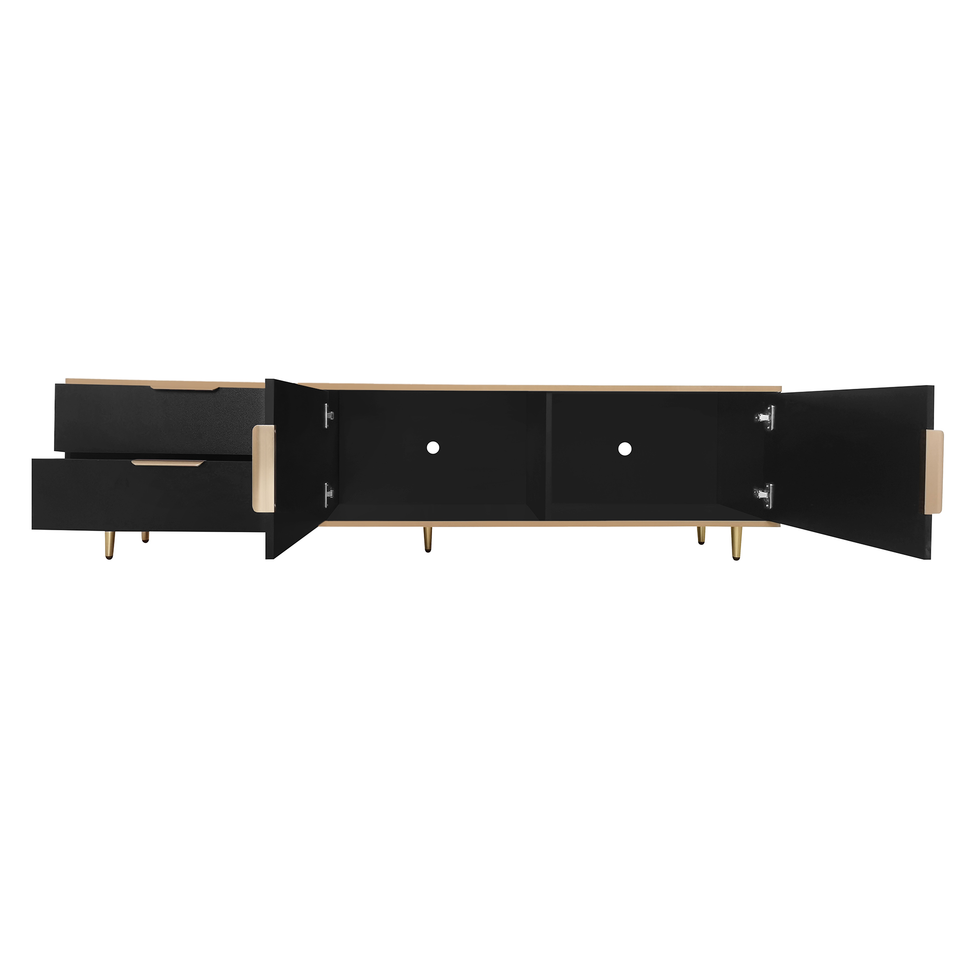 Entertainment Center TV Media Console Table with 2 Drawers and 2 Cabinets - WF315899AAB