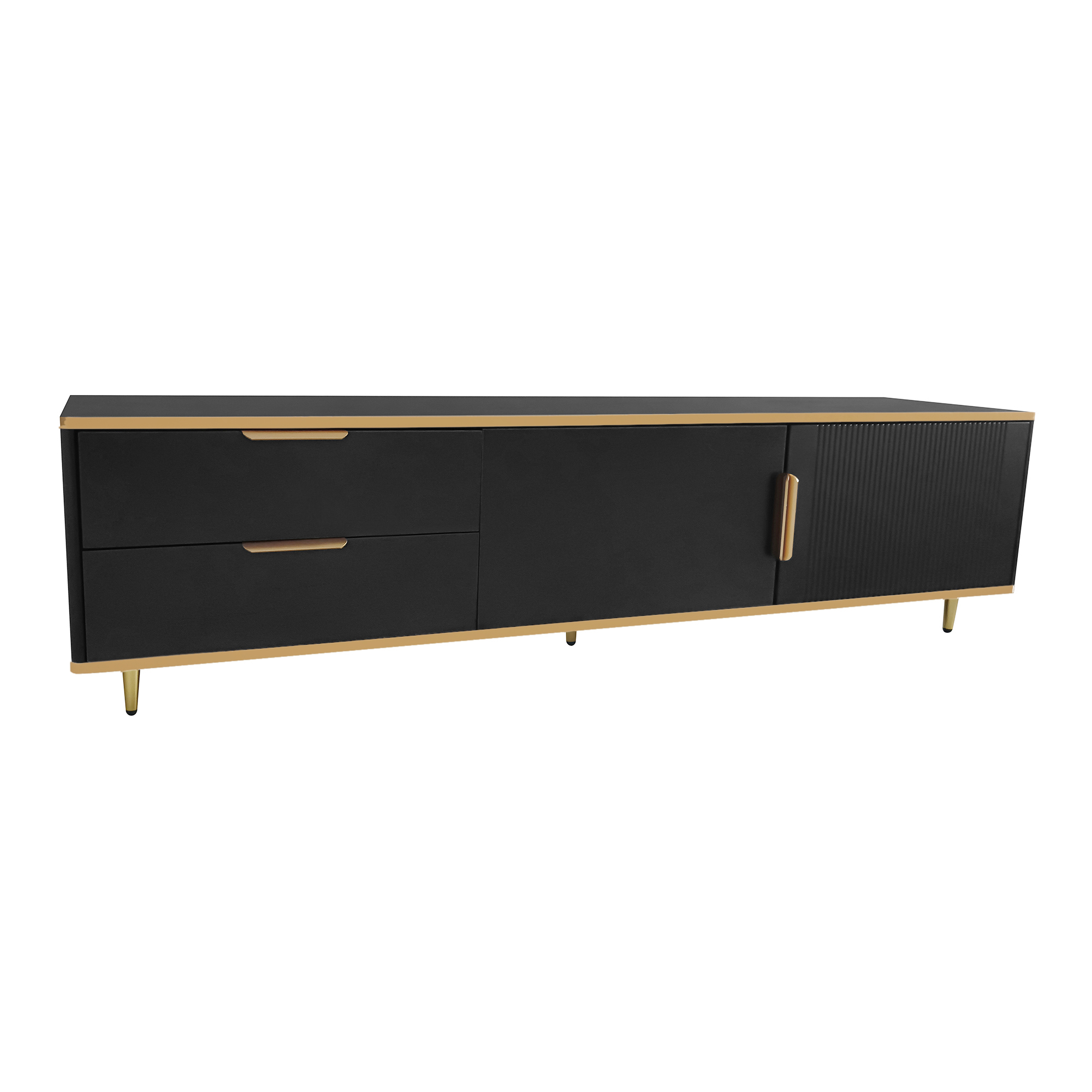 Entertainment Center TV Media Console Table with 2 Drawers and 2 Cabinets - WF315899AAB