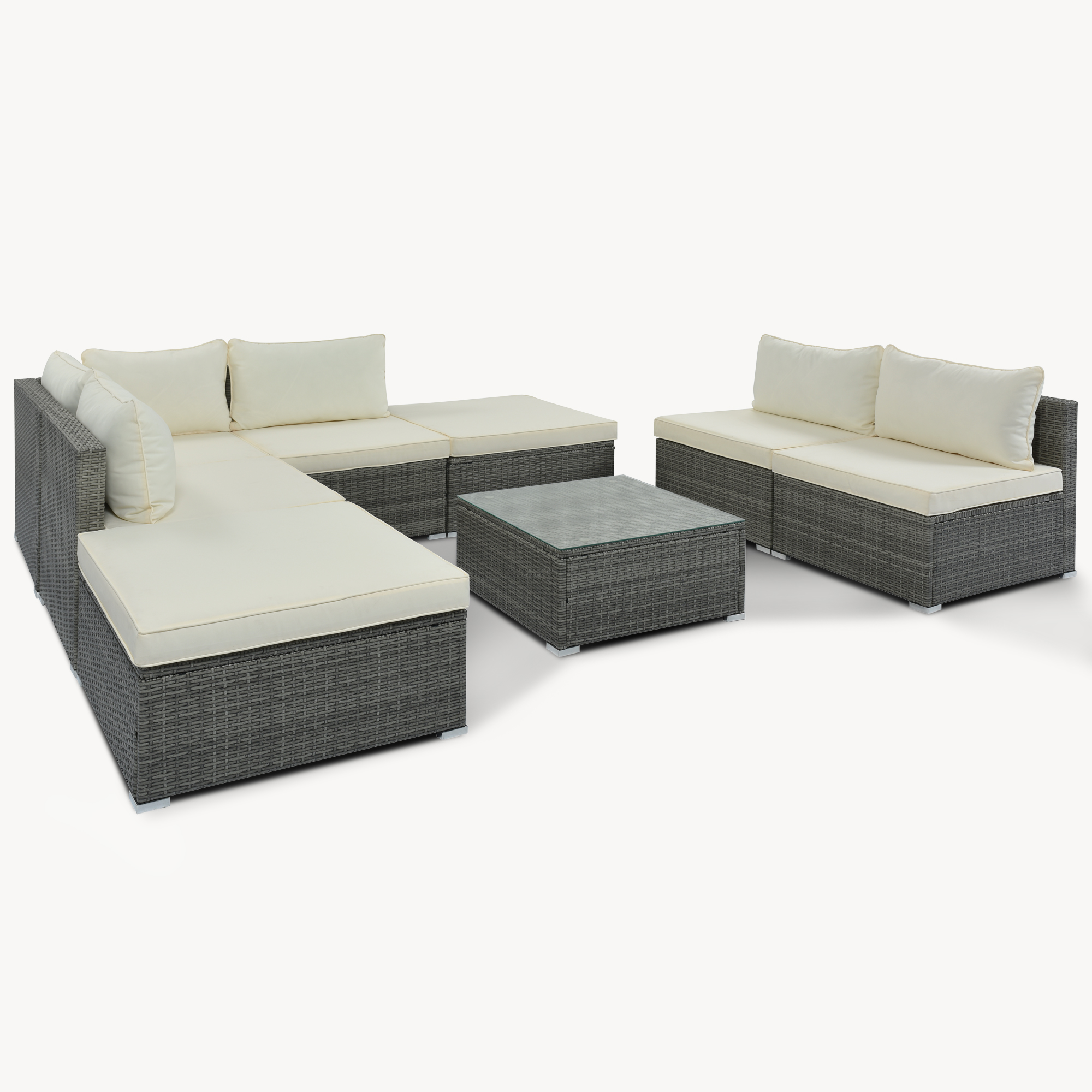 L-Shaped 8-Pieces Outdoor Patio Furniture Sets - FG201217AAA