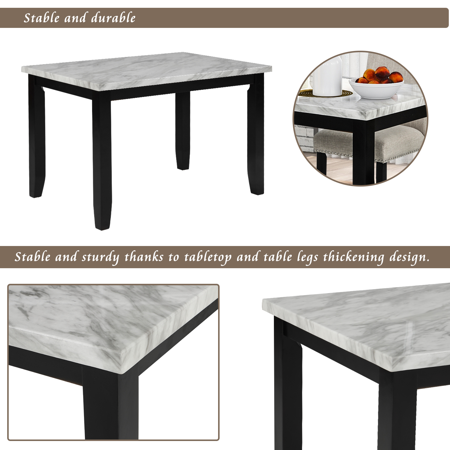 Faux Marble 5-Piece Dining Set - ST000040AAK