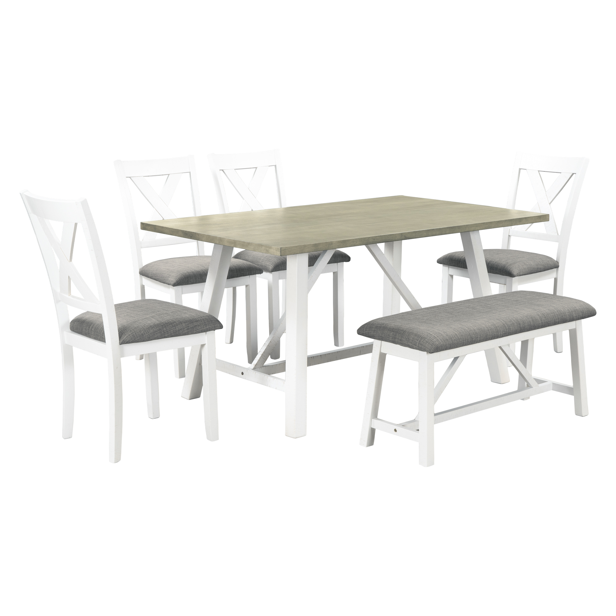Rustic Style 6 Piece Dining Table Set - SH001091AAK