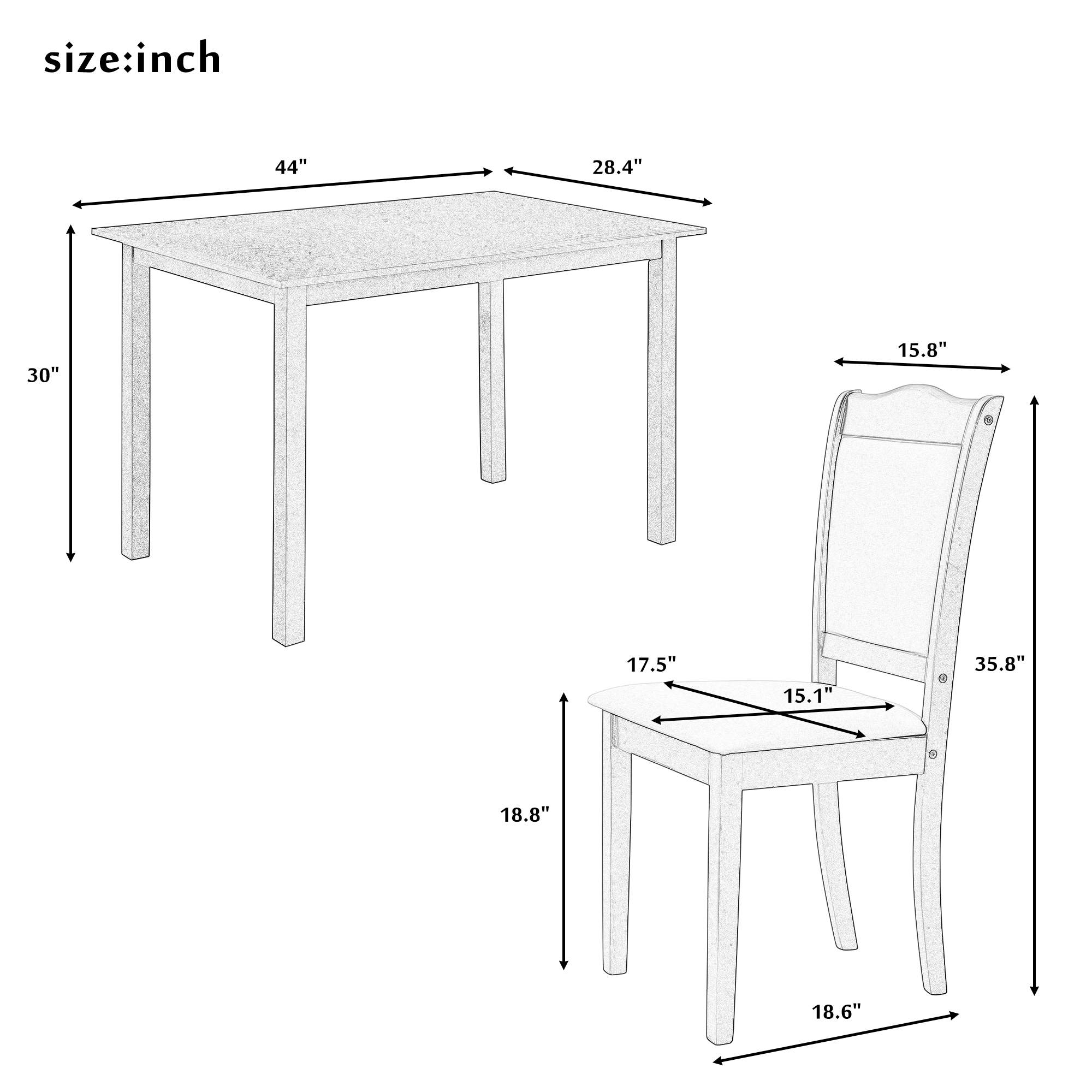 Simple Style 5-Piece Wood Dining Table Set - WF293880AAD