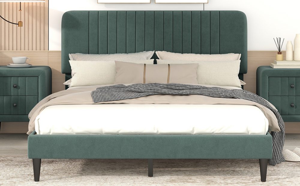 Queen Size Upholstered Platform Bed,No Box Spring Needed - WF294742AAF