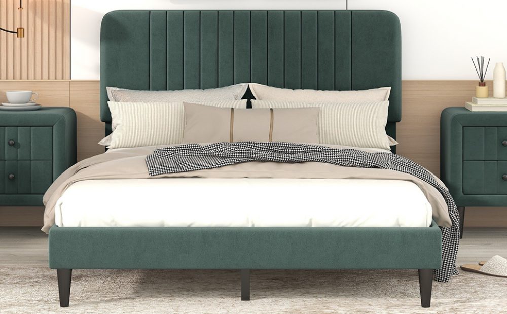 Full Size Upholstered Platform Bed, No Box Spring Needed - WF294741AAF
