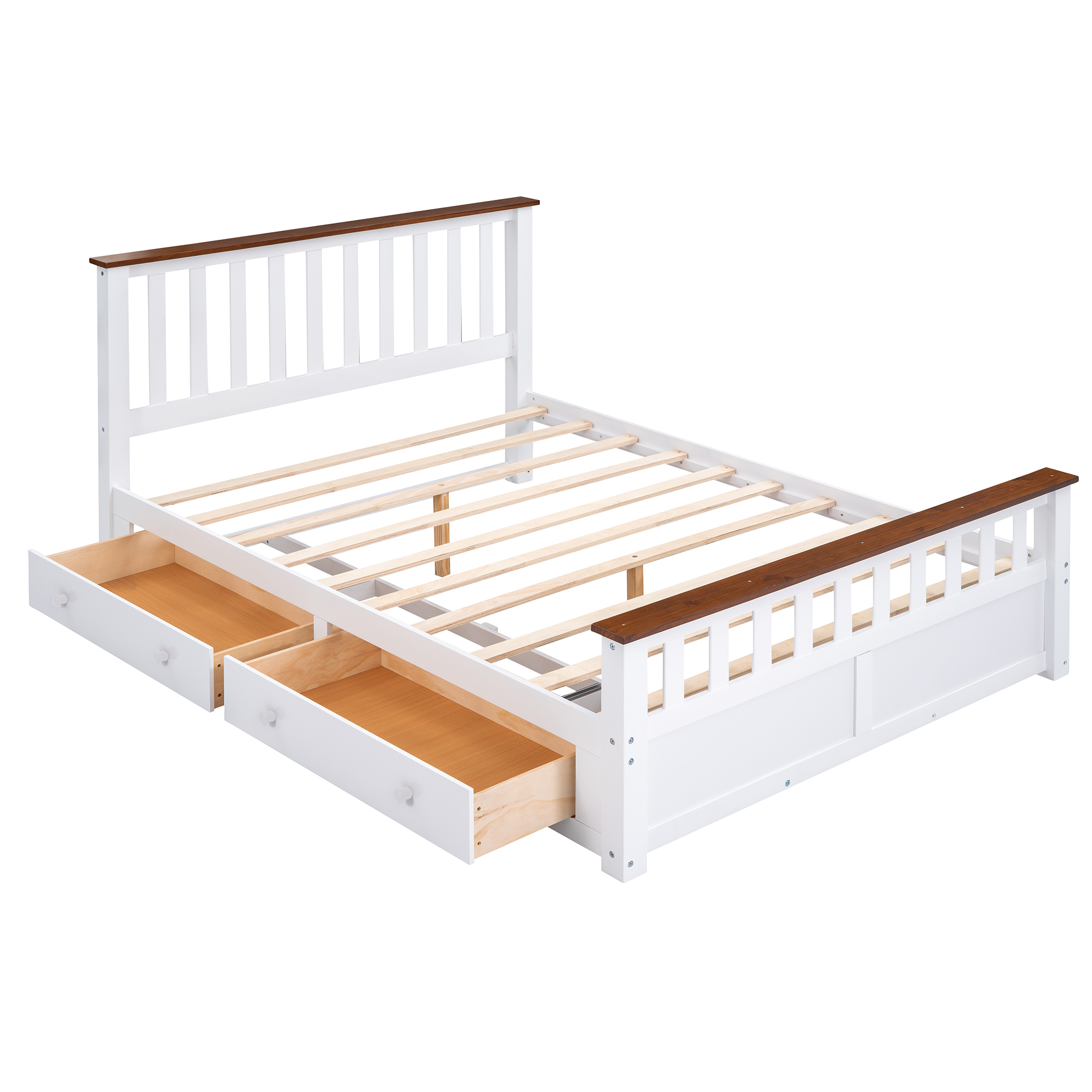 Queen Size Platform Bed with Nightstand and Storage Chest - HL000019AAK
