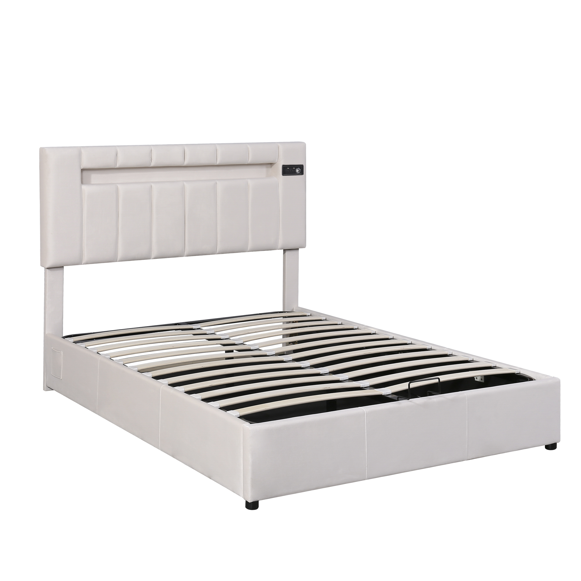 Upholstered Full Size Bed With LED Light, Bluetooth Player And USB Charging - LP000612AAA