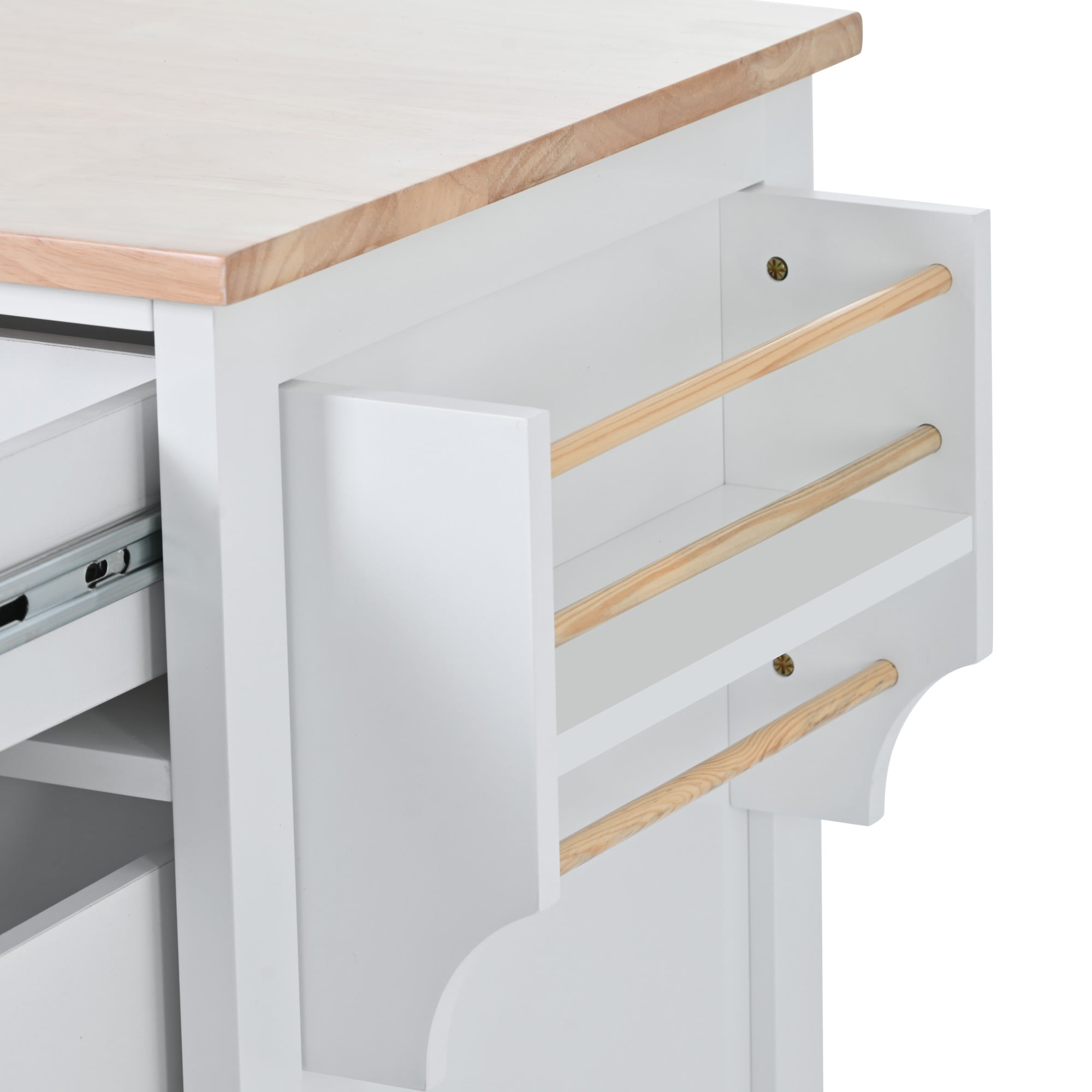 Kitchen Island With 8 Handle-free Drawers And 5 Wheels - SK000002AAW