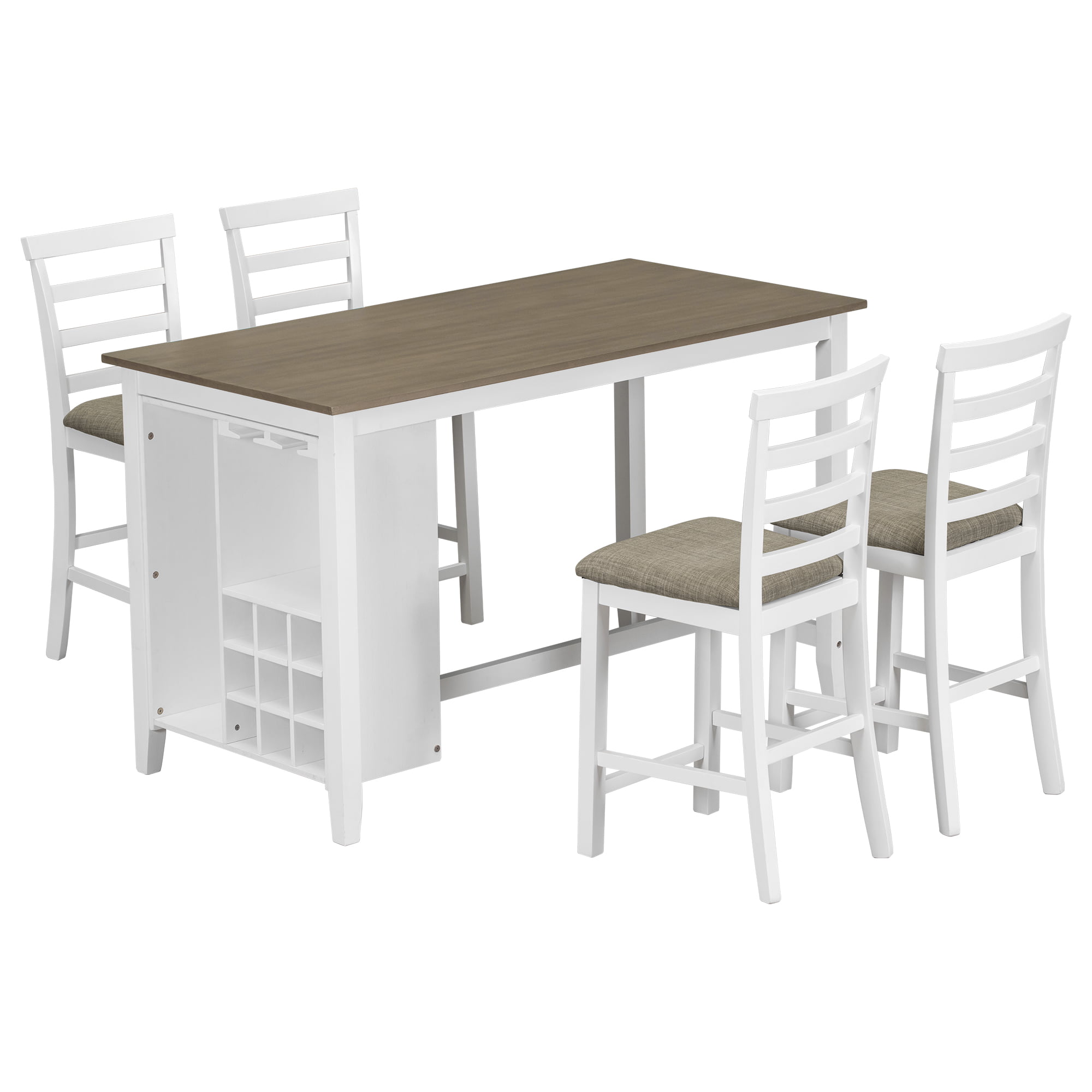 5-Piece Multi-Functional Rubber Wood Counter Height Dining Set - ST000039AAD