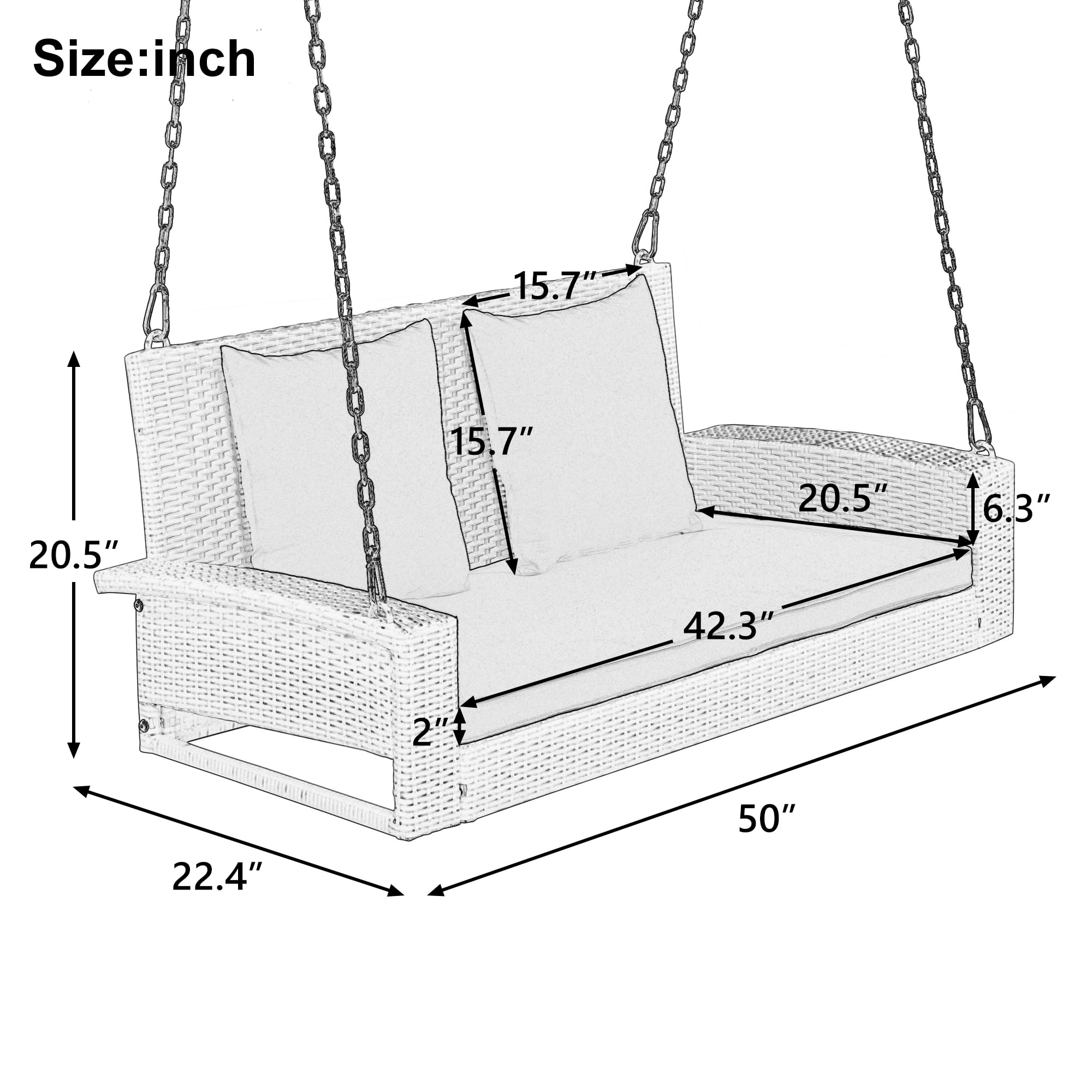 2-Person Wicker Hanging Porch Swing - WF301718AAJ