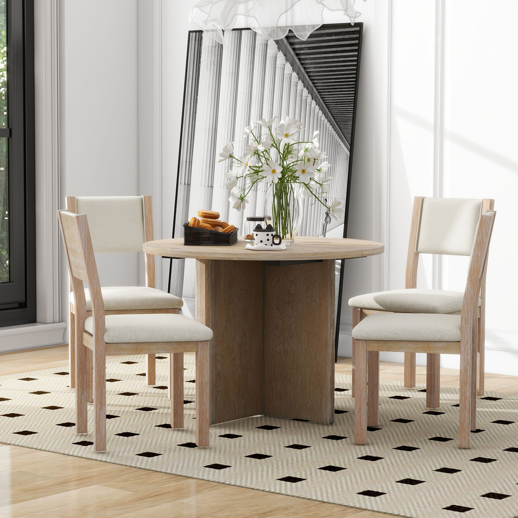 5-Piece Retro Style Functional Dining Set - ST000105AAD