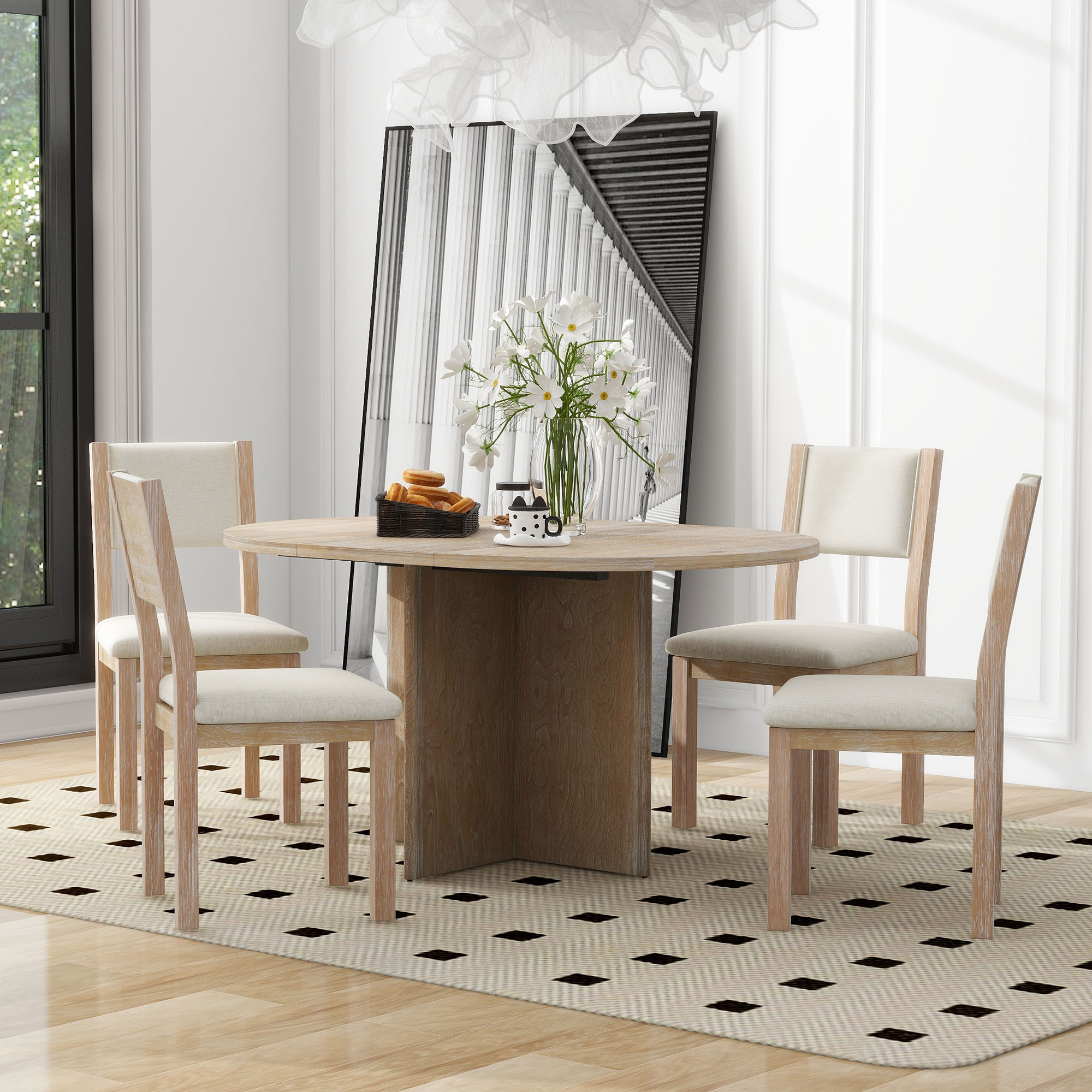 5-Piece Retro Style Functional Dining Set - ST000105AAD