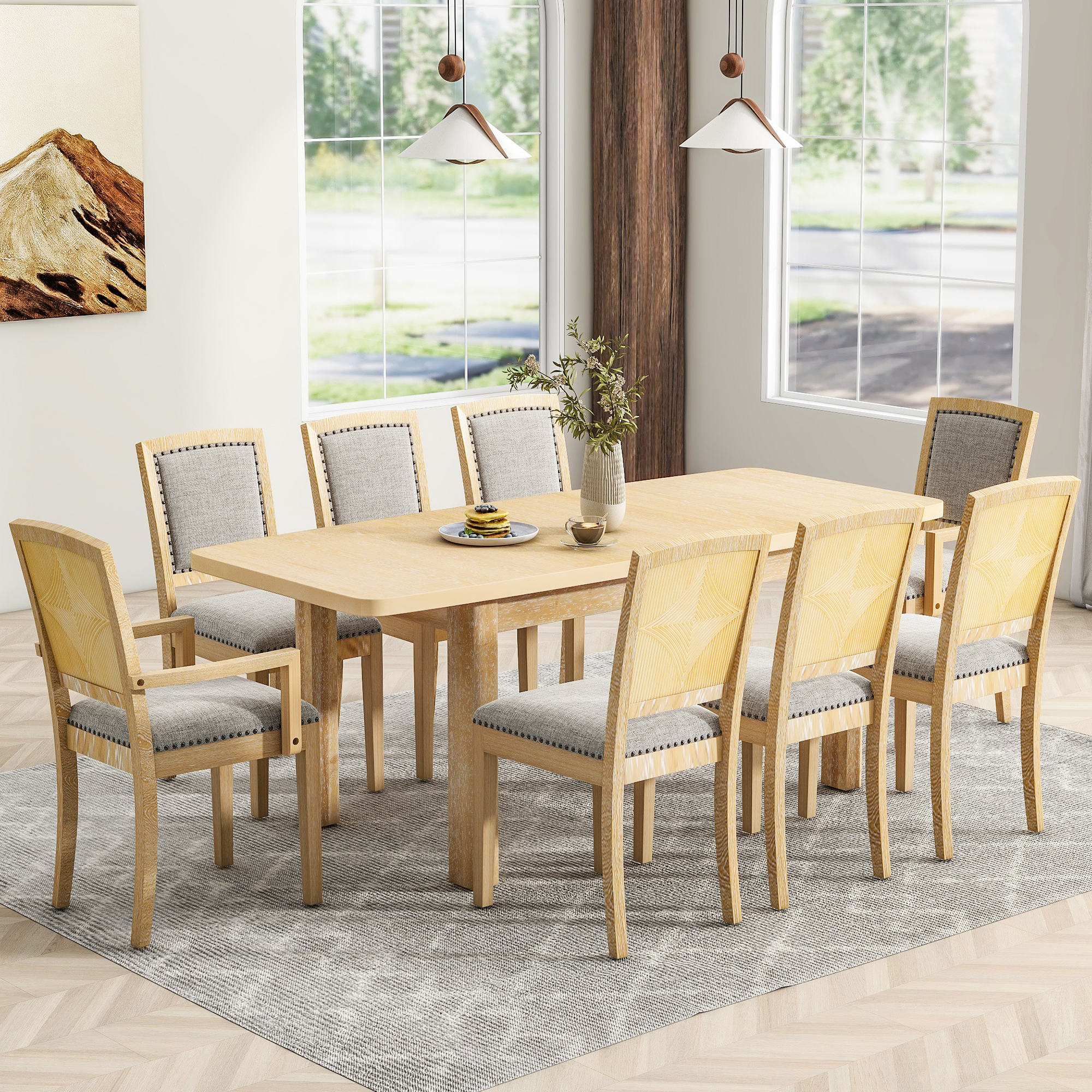 Rustic Extendable 84inch Dining Table Set - SP000038AAD