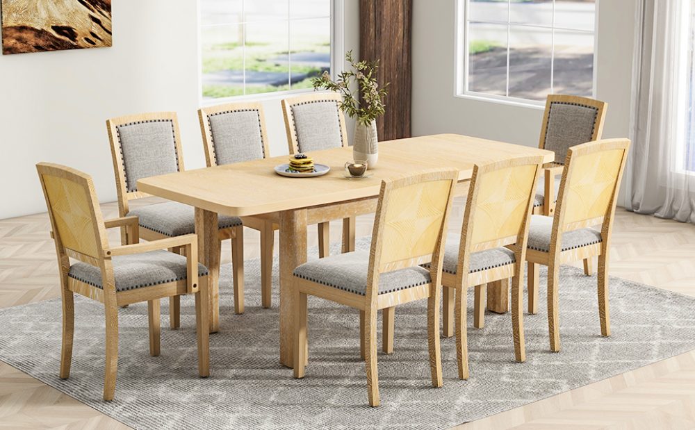 Rustic Extendable 84inch Dining Table Set - SP000038AAD