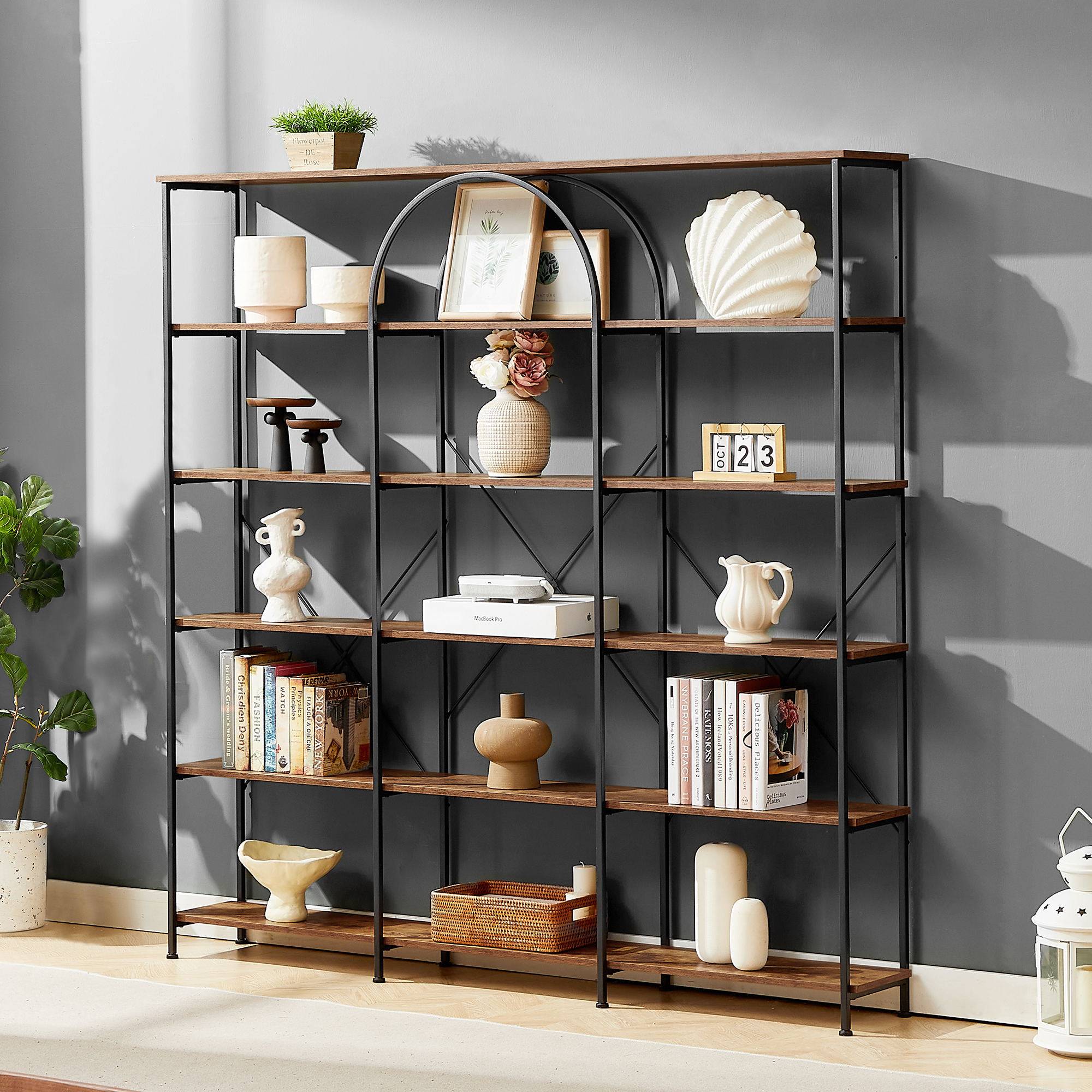 Vintage Industrial Style 6 Tier Bookcase - WF321311AAT
