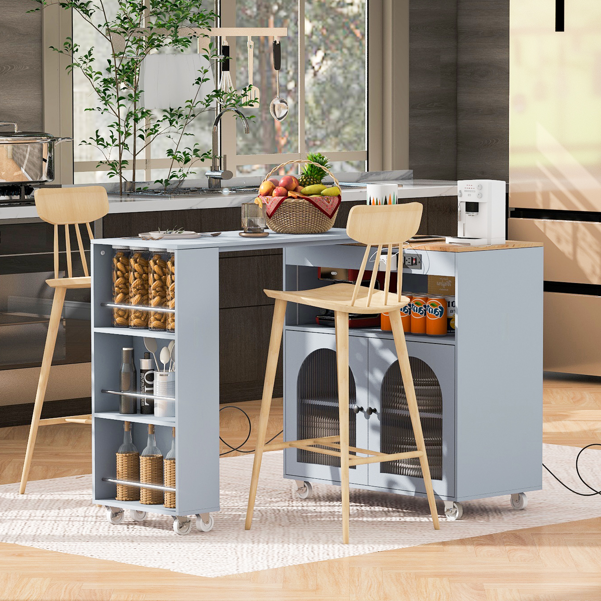 Rolling Kitchen Island With Movable Extended Table - WF316018AAG