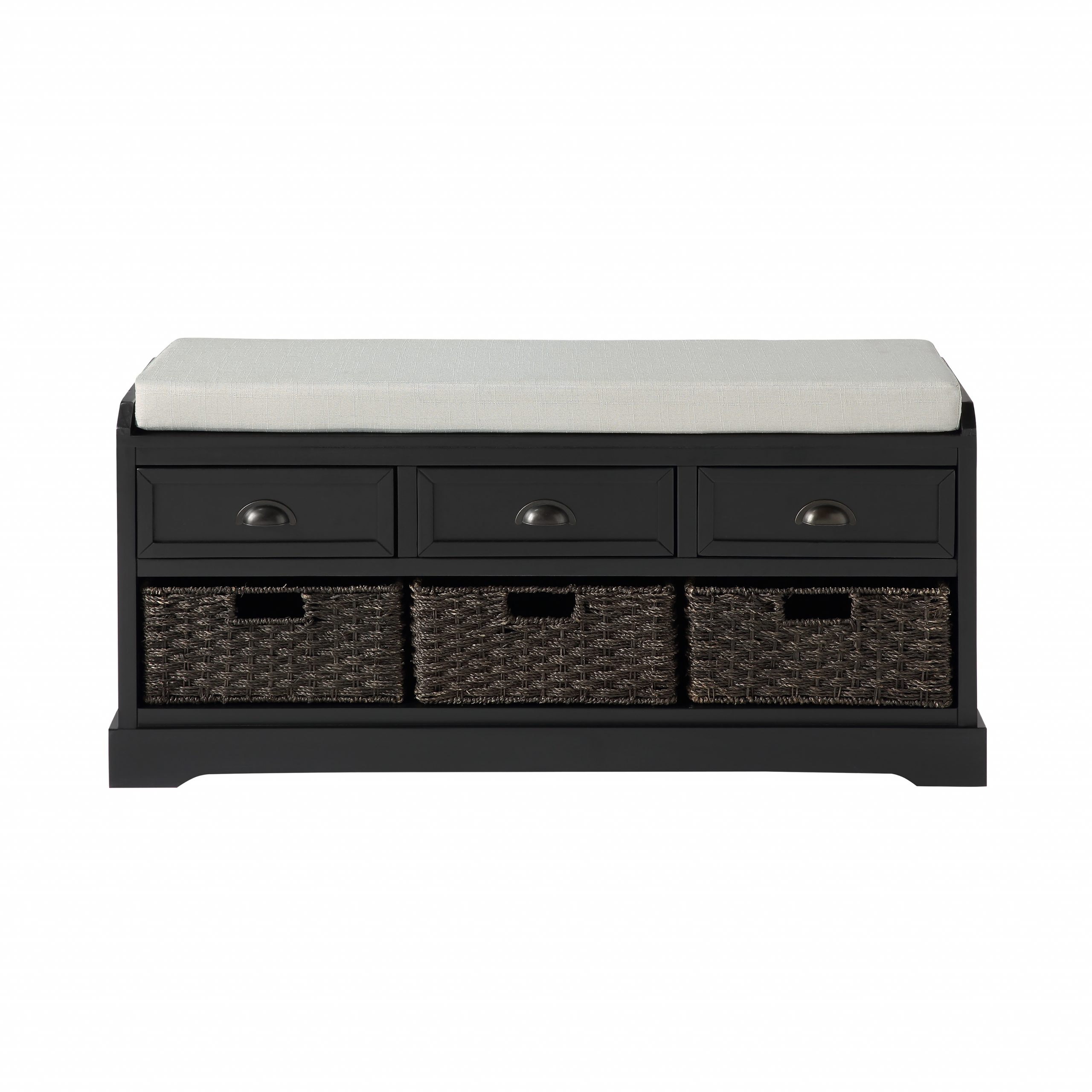 Wood Storage Bench with 3 Drawers and 3 Baskets - WF323641AAB