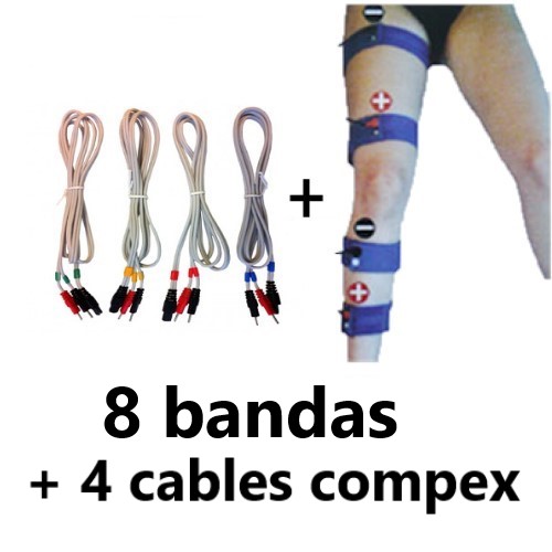pack de 8 bandas elasticas conductivas+ cables para compex
