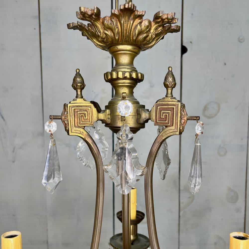 Antique Brass & Crystal Chandelier