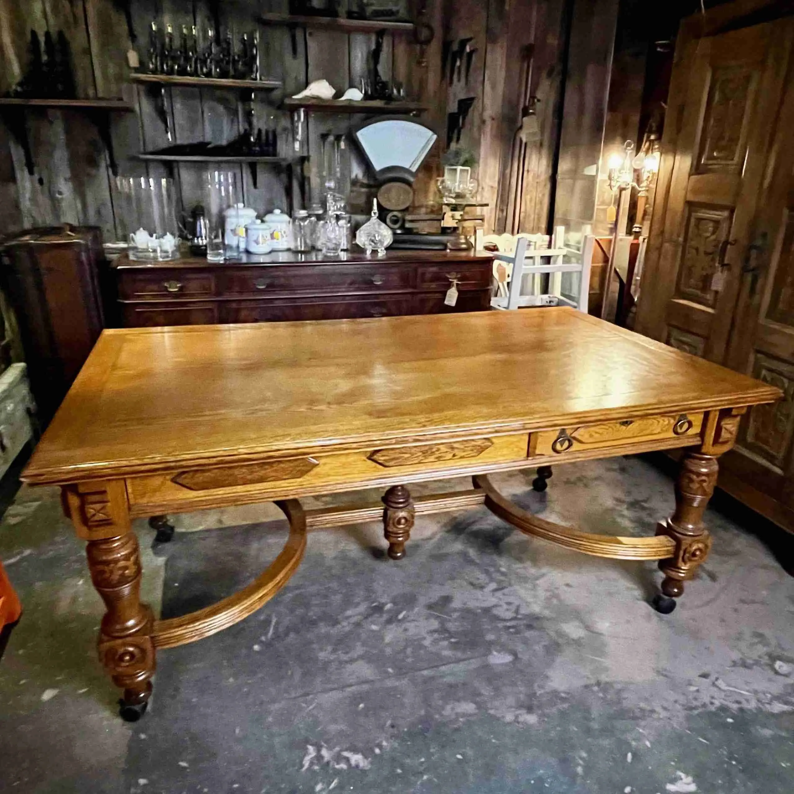 Antique Oak Library Table Historic House Salvage