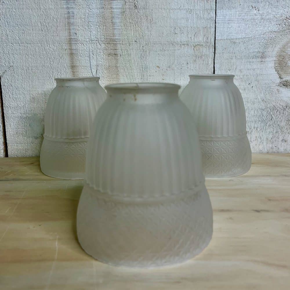 Antique Fluted and Thatched Pattern Glass Shades