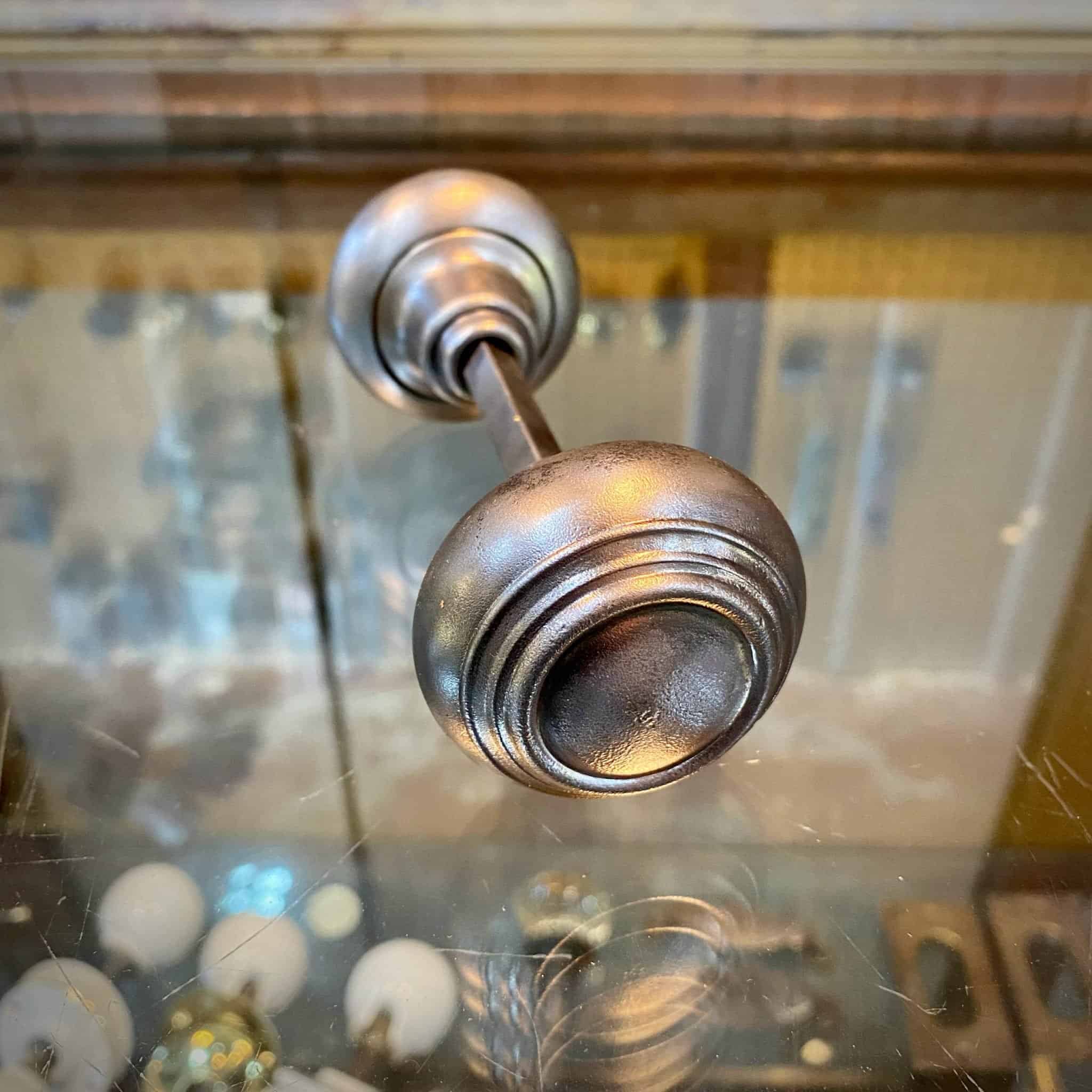 Steel Art Deco Doorknob Set