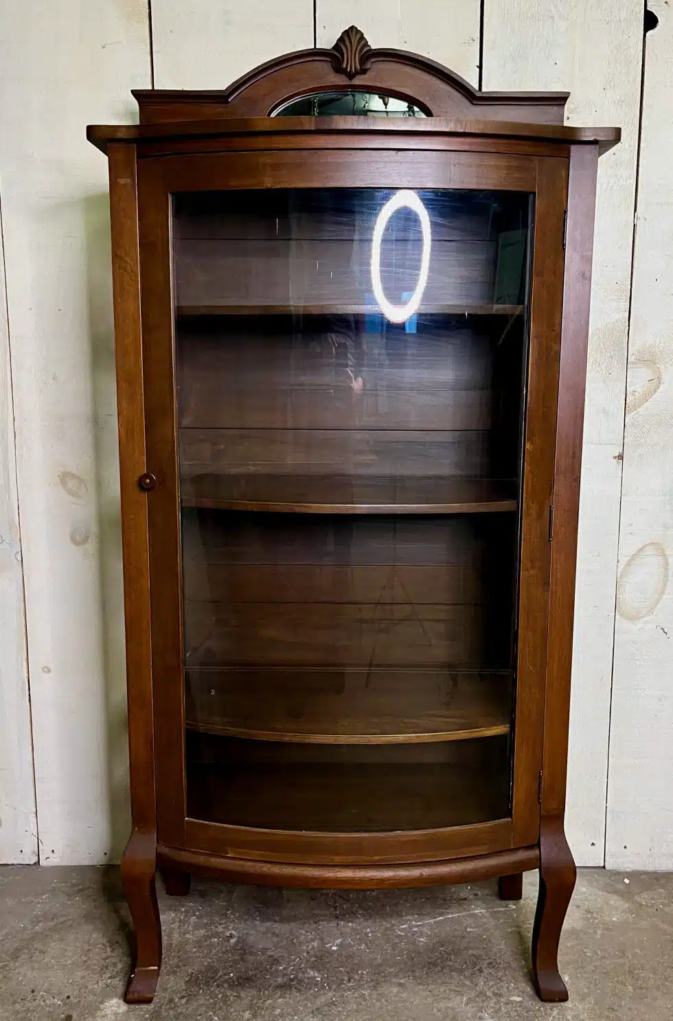 Antique Curved Glass Display Cabinet Historic House Salvage 9463