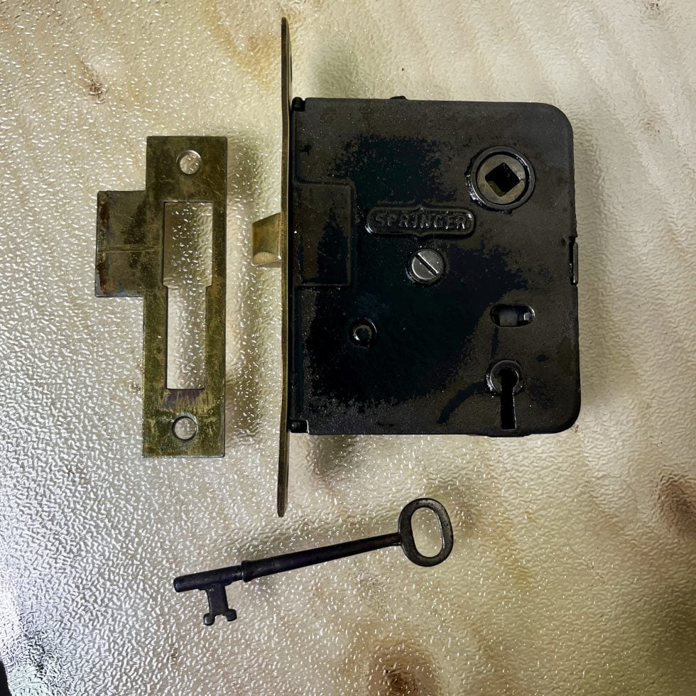 Antique Springer Mortise Lock & Key