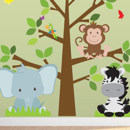 Adesivo de Parede Árvore Safari Infantil para Quarto