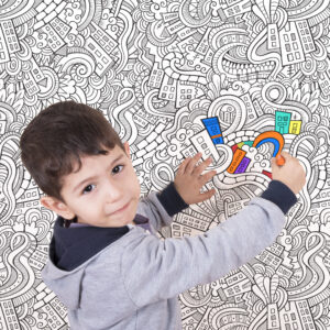 Papel de Parede Unicórnios para Colorir Infantil 57x270cm