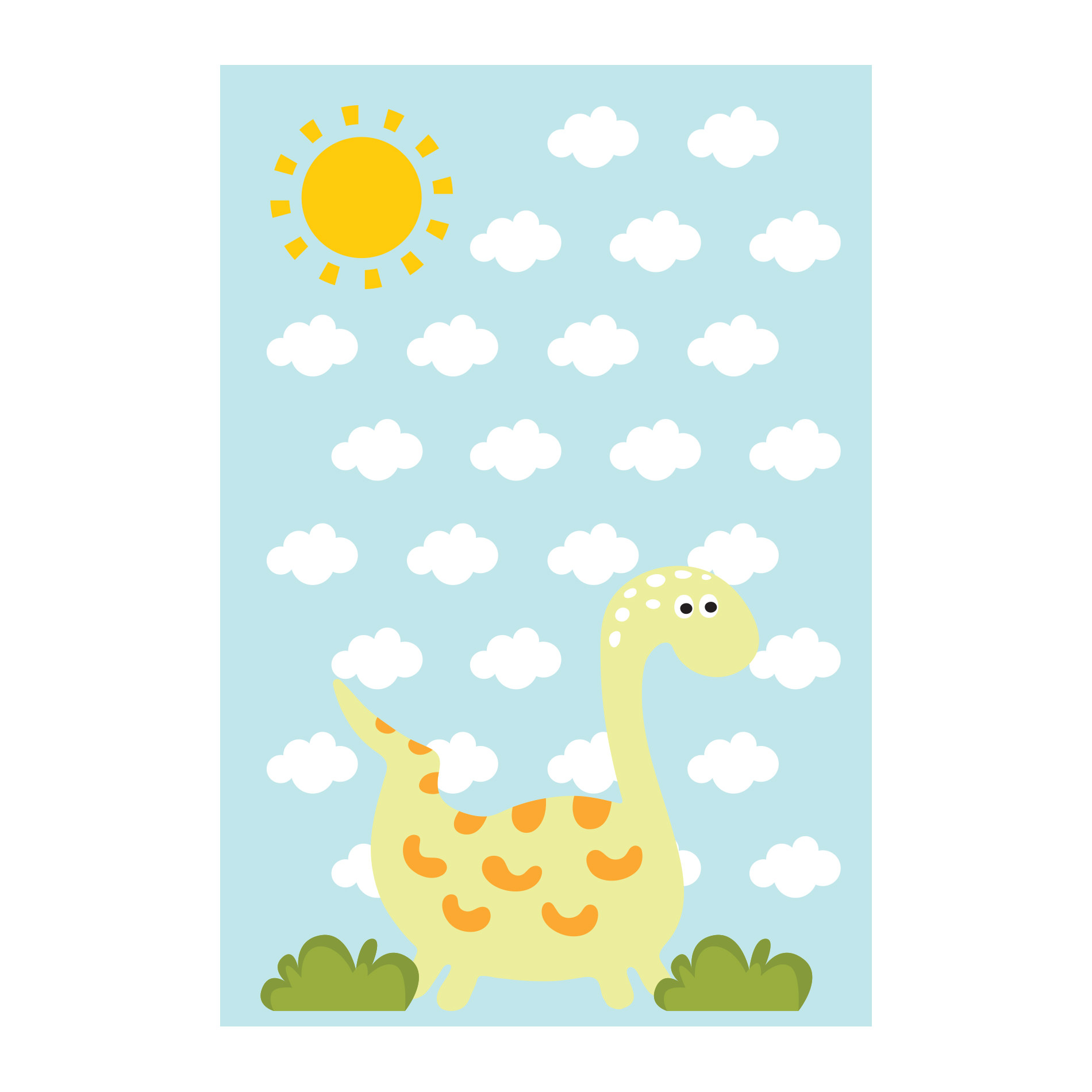 Placa Decorativa MDF Infantil Dinossauro Baby Amarelo 30x40