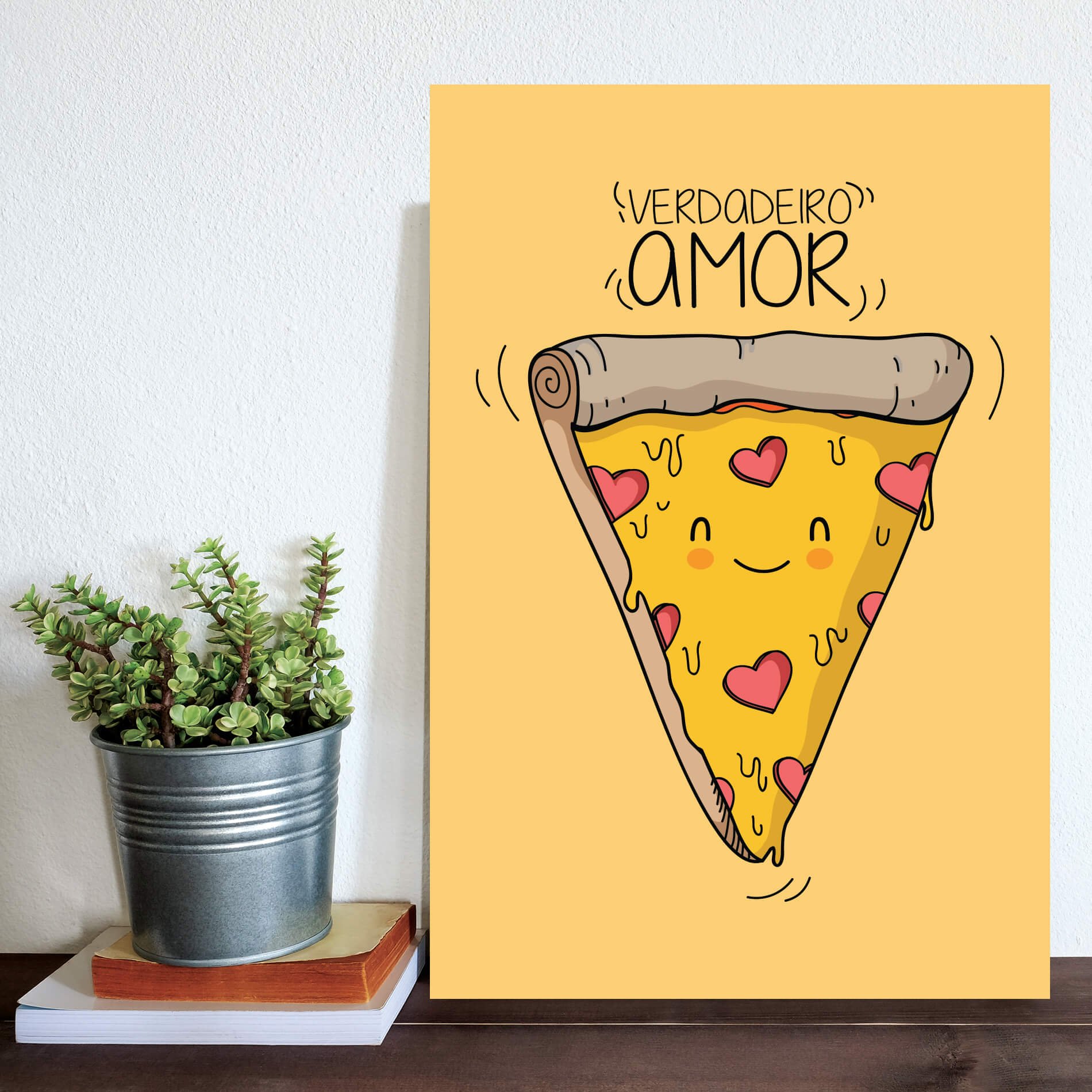 Placa Decorativa MDF Pizza Frase Verdadeiro Amor 30x40cm