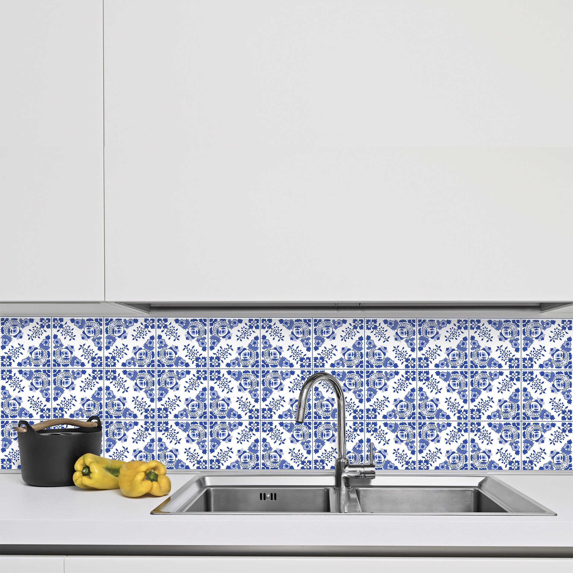 Adesivo de Azulejo para Cozinha Azul Real Ladrilho Hidráulico