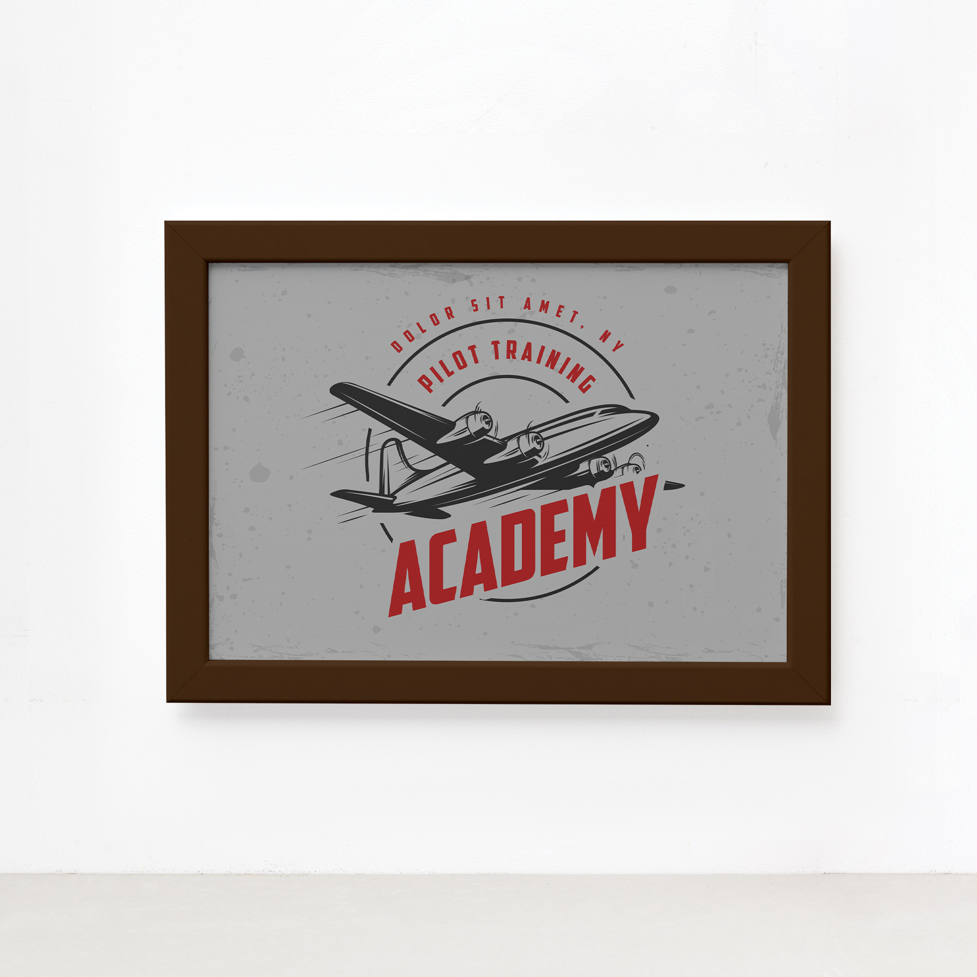 Quadro Vintage Avião Academy Moldura Marrom 22x32cm,Quadro Vintage Avião Academy Moldura Marrom 22x32cm