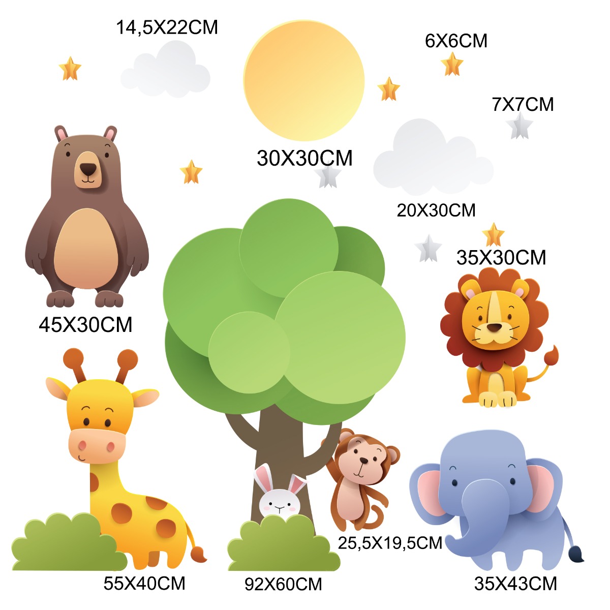 Adesivo de Parede Árvore Animais Zoo Infantil