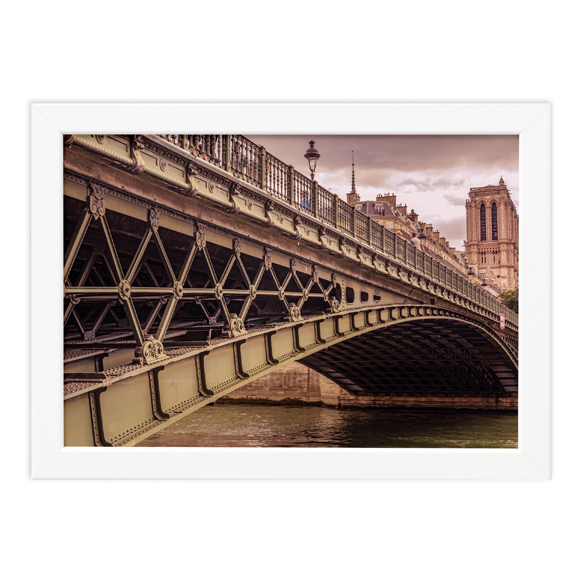 Quadro Foto Paris Ponte Moldura Branca