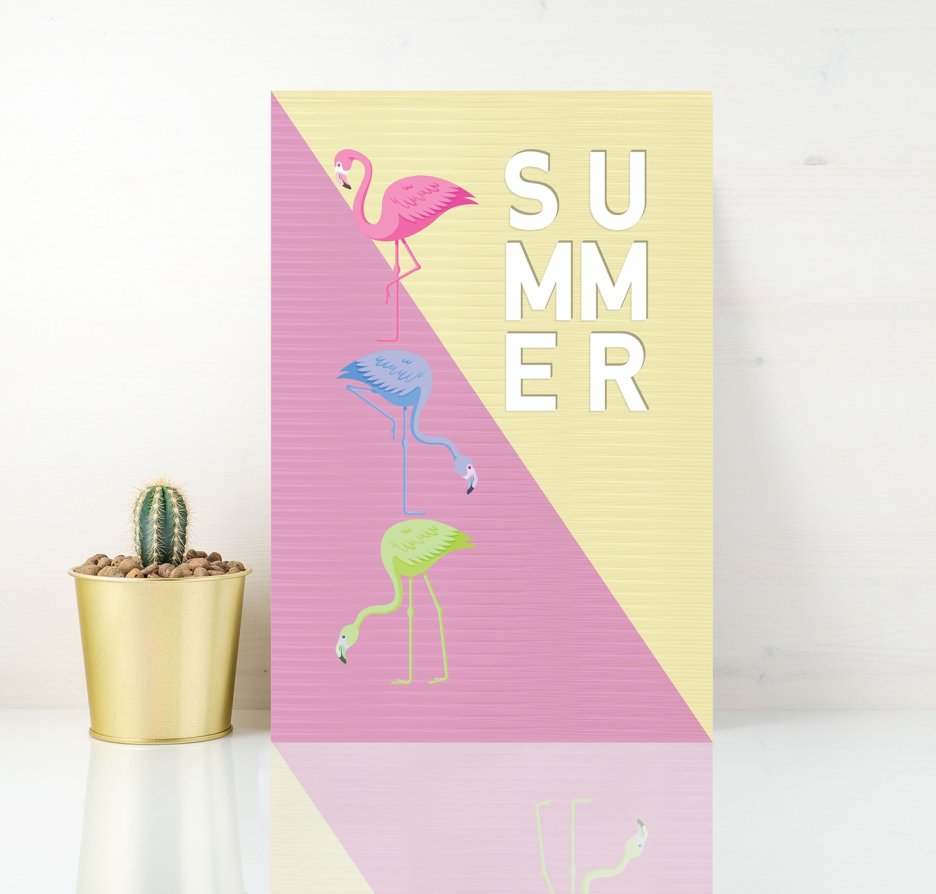Placa Decorativa MDF Flamingo Summer 20x30cm