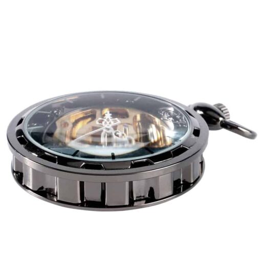 Reloj de Bolsillo Mecánico Esqueleto Negro