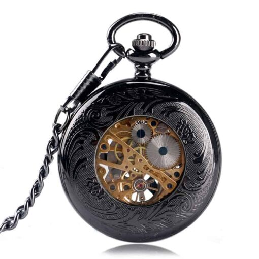 Reloj de Bolsillo Mecánico Trébol Negro