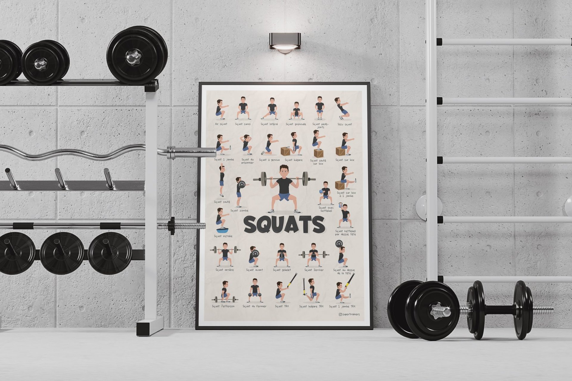Poster squats supertrainers home gym