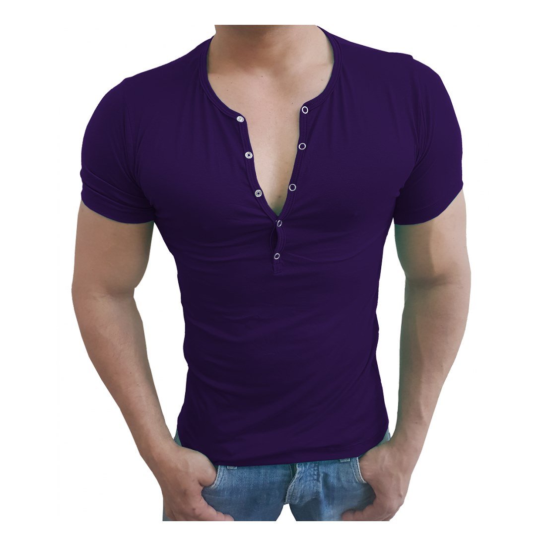 Camiseta Masculina Com Botão Manga Curta - ZHOE - Moda Básica e Atemporal