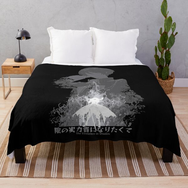The Eminence in Shadow or Kage no Jitsuryokusha ni Naritakute anime characters Cid Kagenou in Distressed Grunge Style featured with The Eminenece in Shadow Japanese Text Kanji Throw Blanket RB0512 product Offical the eminence in shadow Merch